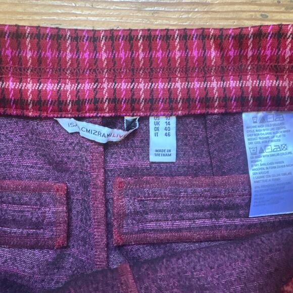 Isaac Mizrahi red plaid wide leg elastic waist trouser cropped pant SIZE 10 - Picture 4 of 6
